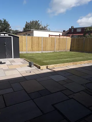 Garden patio and new lawn